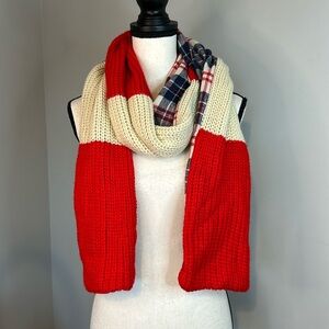 Reversible Thick Winter Knot Plaid Holiday Scarf